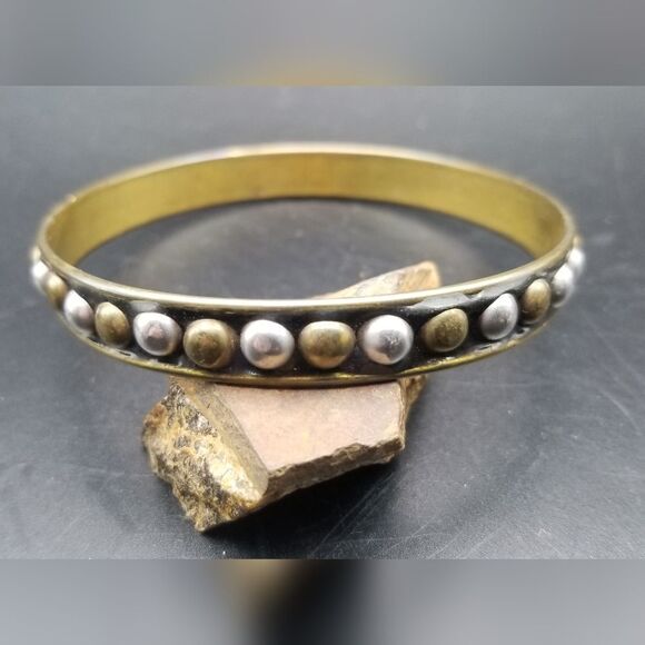 Silver and copper bullet bracelet bangle B738 - Picture 1 of 4